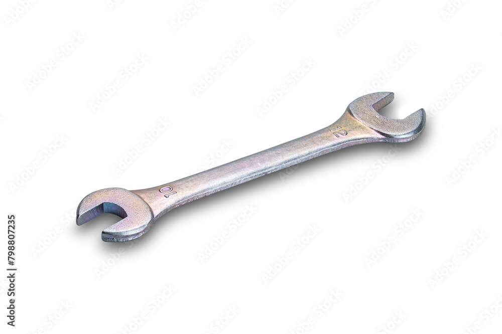High angle view of open-ended wrench or spanner isolated on white background with clipping path. High angle view of open-ended wrench or spanner isolated on white background with clipping path.