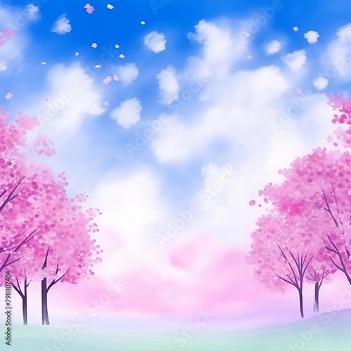watercolor cherry blossoms, serene watercolor cherry blossoms © nattapon98