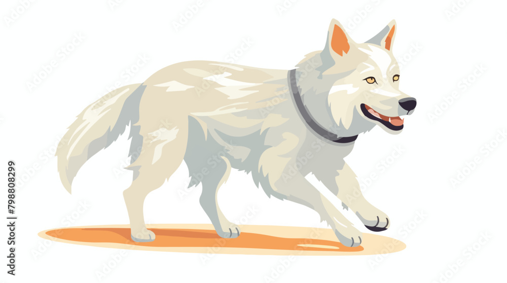 Blind dog flat vector illustration. Active running