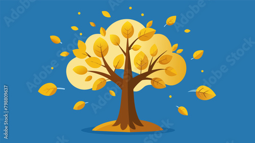 A tree covered in golden leaves representing the valuable insights and strategies it has to offer to a young budding tree seeking financial