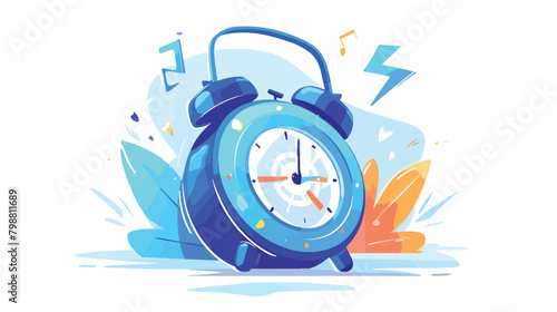 Electronic alarm clock flat vector illustration. Co