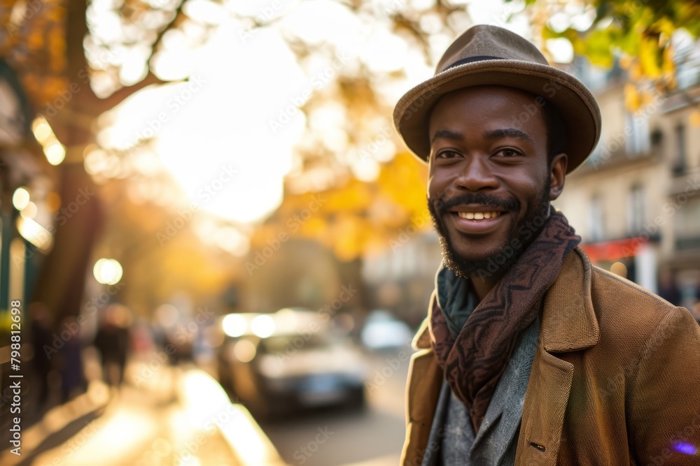 Portrait of a smiling african american man on the street