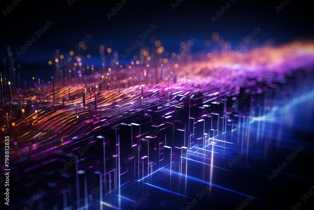 Fototapeta premium Abstract Network Data Streams in Virtual Space