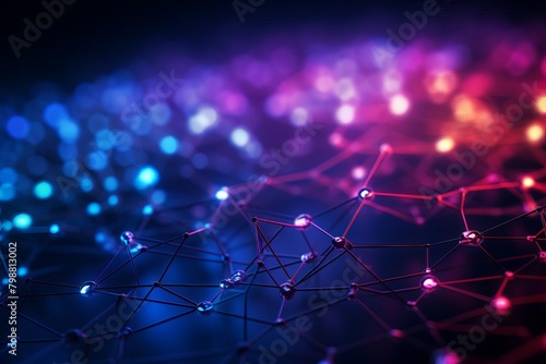 Abstract Network Grid with Luminous Connections photo