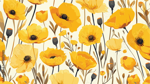 Botanical seamless pattern with gorgeous blooming w