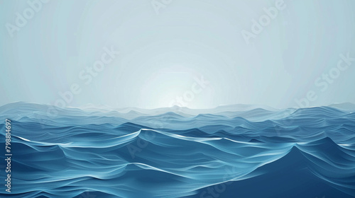 Ocean Blue Minimal Wave Vector Background with High-Resolution Image. © Yasin Arts