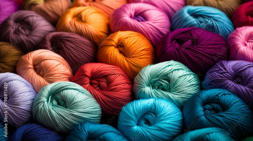 Set of colorful wool yarn balls. Hanks are set out in a pile. Set of colorful wool yarn balls. Hanks are set out in a pile.