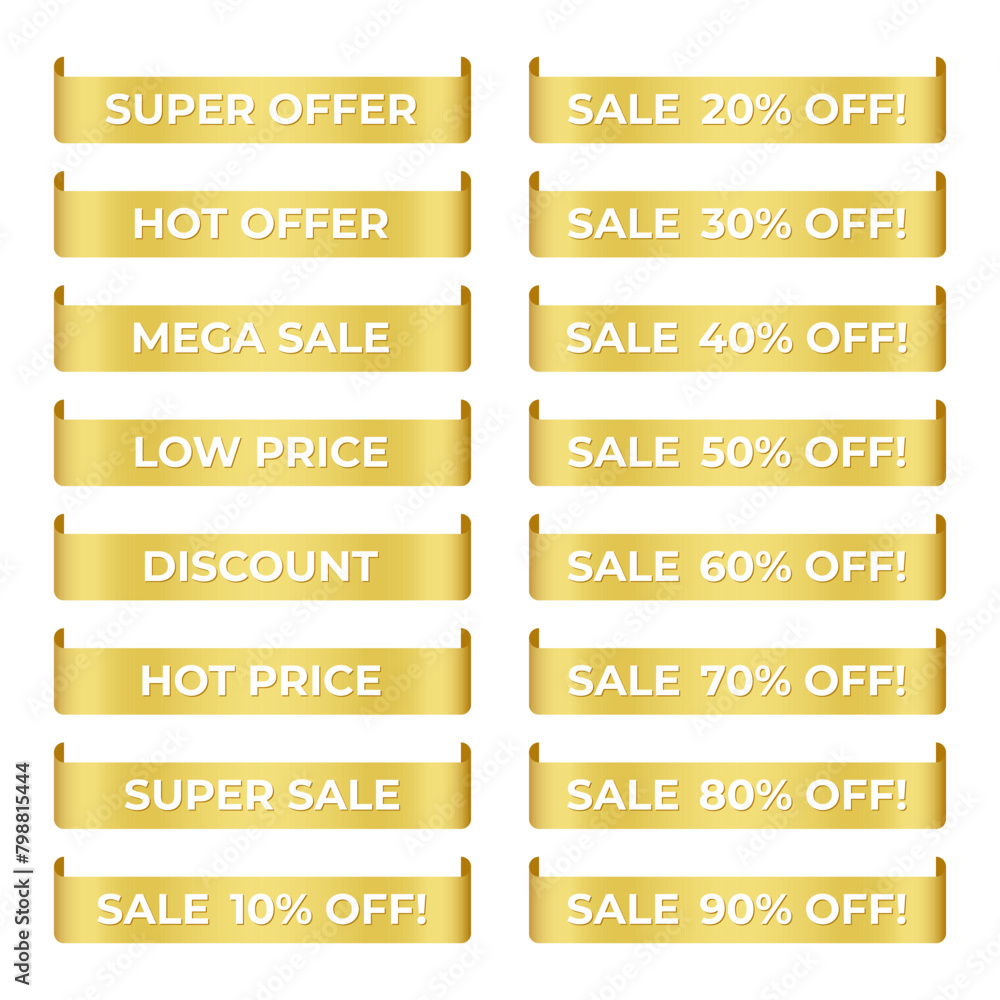 Collection of editable vector promotion labels