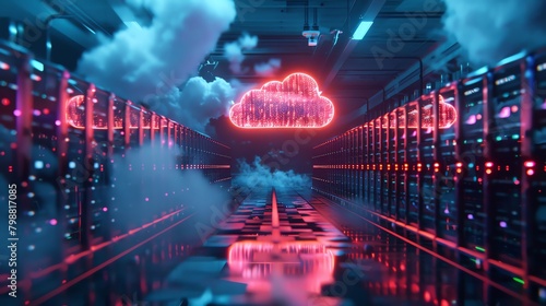 Capturing the unseen beauty of cloud computing, a close-up on the hybrid cloud infrastructure, merging documentary, editorial, and magazine photography aesthetics