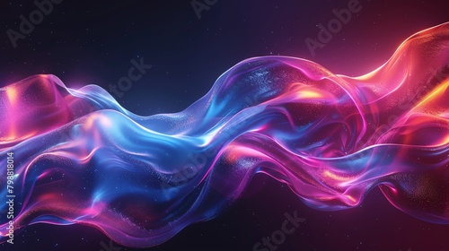 Digital waves in a neon gradient, flowing smoothly for a futuristic abstract wallpaper