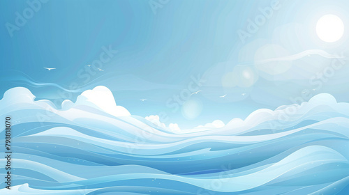 Vector Style Minimal Wave Design in Sky Blue, Sleek and Elegant.