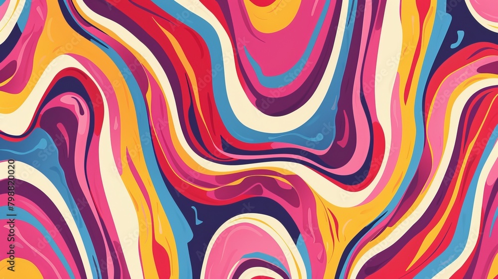 Picture a groovy 70s-inspired background pulsating with waves, swirls, and twirls, reminiscent of the psychedelic era. This twisted and distorted vector texture exudes a trendy retro aesthetic, Picture a groovy 70s-inspired background pulsating with waves, swirls, and twirls, reminiscent of the psychedelic era. This twisted and distorted vector texture exudes a trendy retro aesthetic,