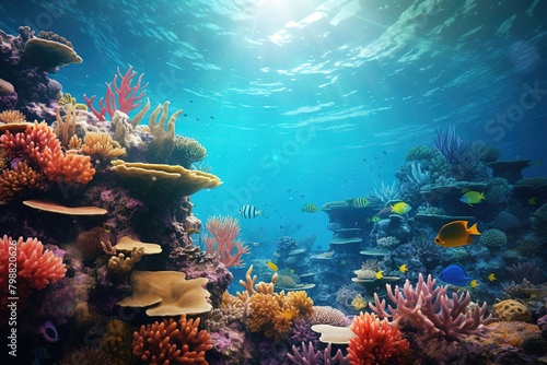 fish in the aquarium, blue water. Dreams of the sea. Relax at home