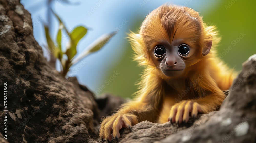 Obraz premium Adorable baby golden lion tamarin UHD WALLPAPER