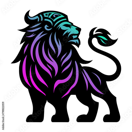 Embrace Norse mythology with this bold Viking lion silhouette vector. Blending a fierce lion with Viking motifs  this artwork epitomizes strength and regality in a minimalistic design.