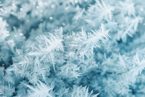 Textured intricate frost patterns and icy formations  offer a chilly and wintery backdrop  perfect for conveying coziness and seasonal charm in holiday-themed branding.
