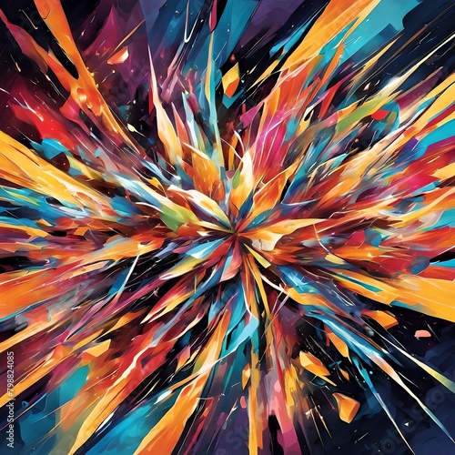 Space energy: explosive symphony of colors and shapes