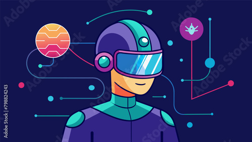 A person wearing a futuristic helmet receiving realtime feedback from a quantum neural network to enhance their cognitive abilities..