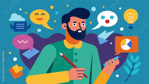 A person using their art as a means of communication expressing their emotions and experiences that they struggle to put into words.. Vector illustration