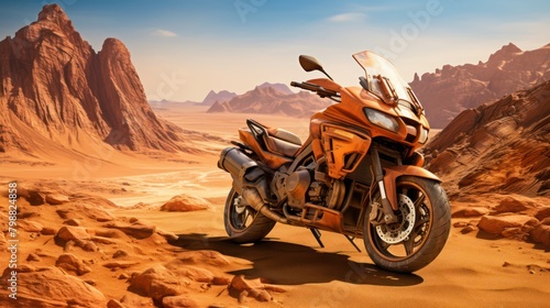 Adventure motorcycle in the desert UHD WALLPAPER photo