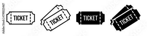 Ticket icon. Simple ticket illustration. Cinema, theatre, concert or event pass symbol isolated. photo