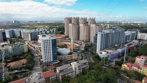 Taguig, Metro Manila, Philippines - Aerial of Venice Grand Mall and Mckinley Hill, an upscale district near BGC. The rest of southern NCR in the distance.