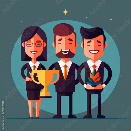 Happy business team employee winners