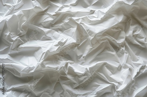 Closeup of crumpled white paper texture 