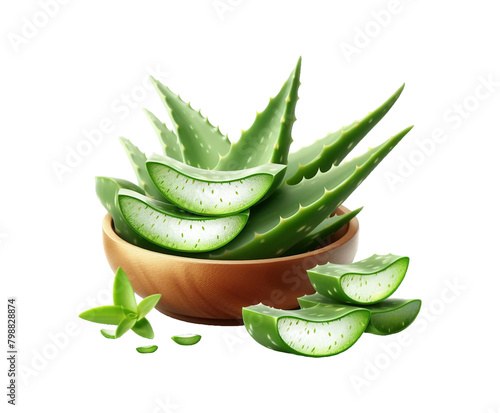 Close-up Fresh Aloe Vera slice isolated transparent background