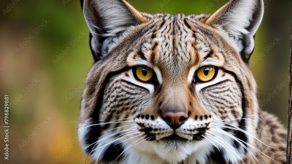 Obraz premium A male American lynx in its natural habitat.