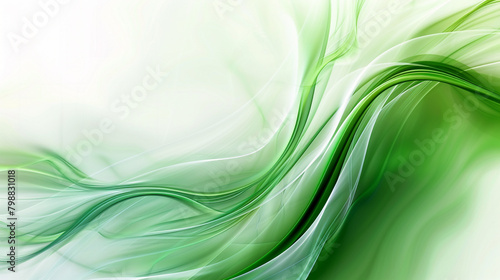 Green and White Abstract Flowing Background