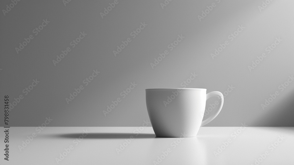 Minimalist White Ceramic Cup on a Clean Surface with Soft Lighting Minimalist White Ceramic Cup on a Clean Surface with Soft Lighting