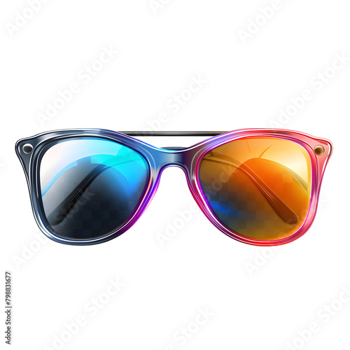 A pair of sunglasses with mirrored lenses, essential for summer style, on a transparent background.  © transparent paradise