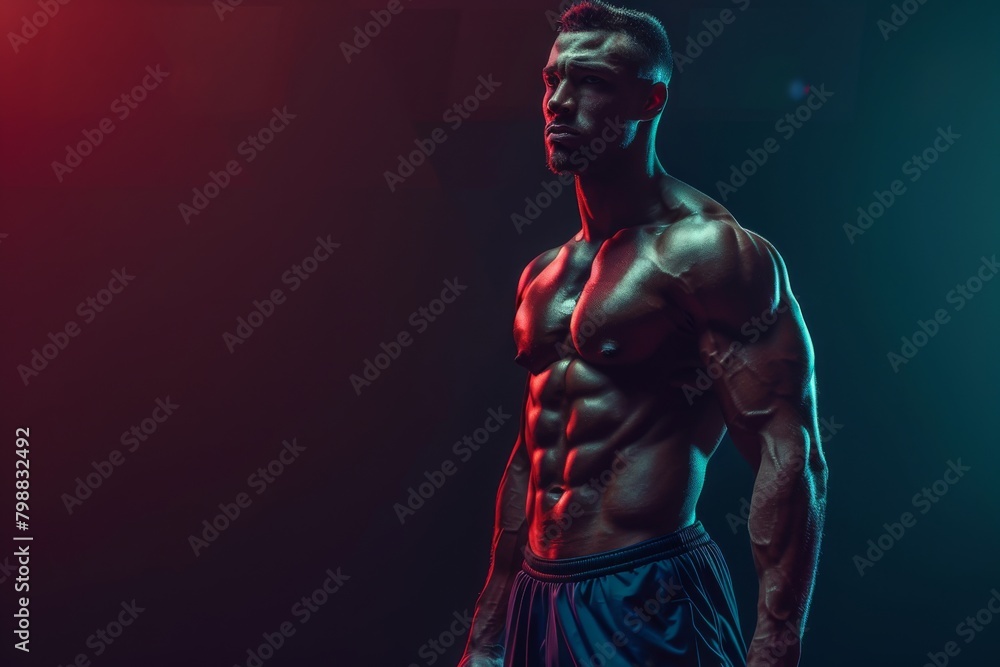 Personal Trainer on Dark Background. Sleek and Modern Design Fitness Expert. Personal Trainer on Dark Background. Sleek and Modern Design Fitness Expert.