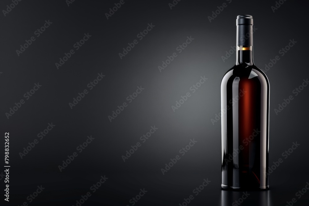 Wine Bottle on Dark Background. Sleek and Modern Design Customized Vintage Wine. Wine Bottle on Dark Background. Sleek and Modern Design Customized Vintage Wine.
