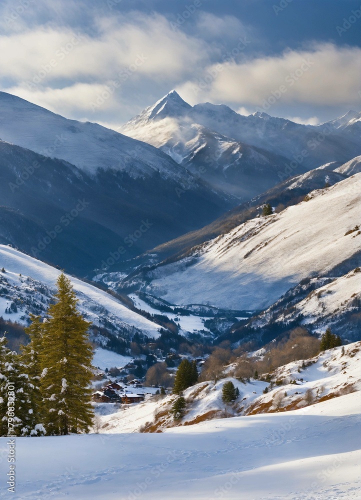 snow covered mountains in winter snow covered mountains in winter