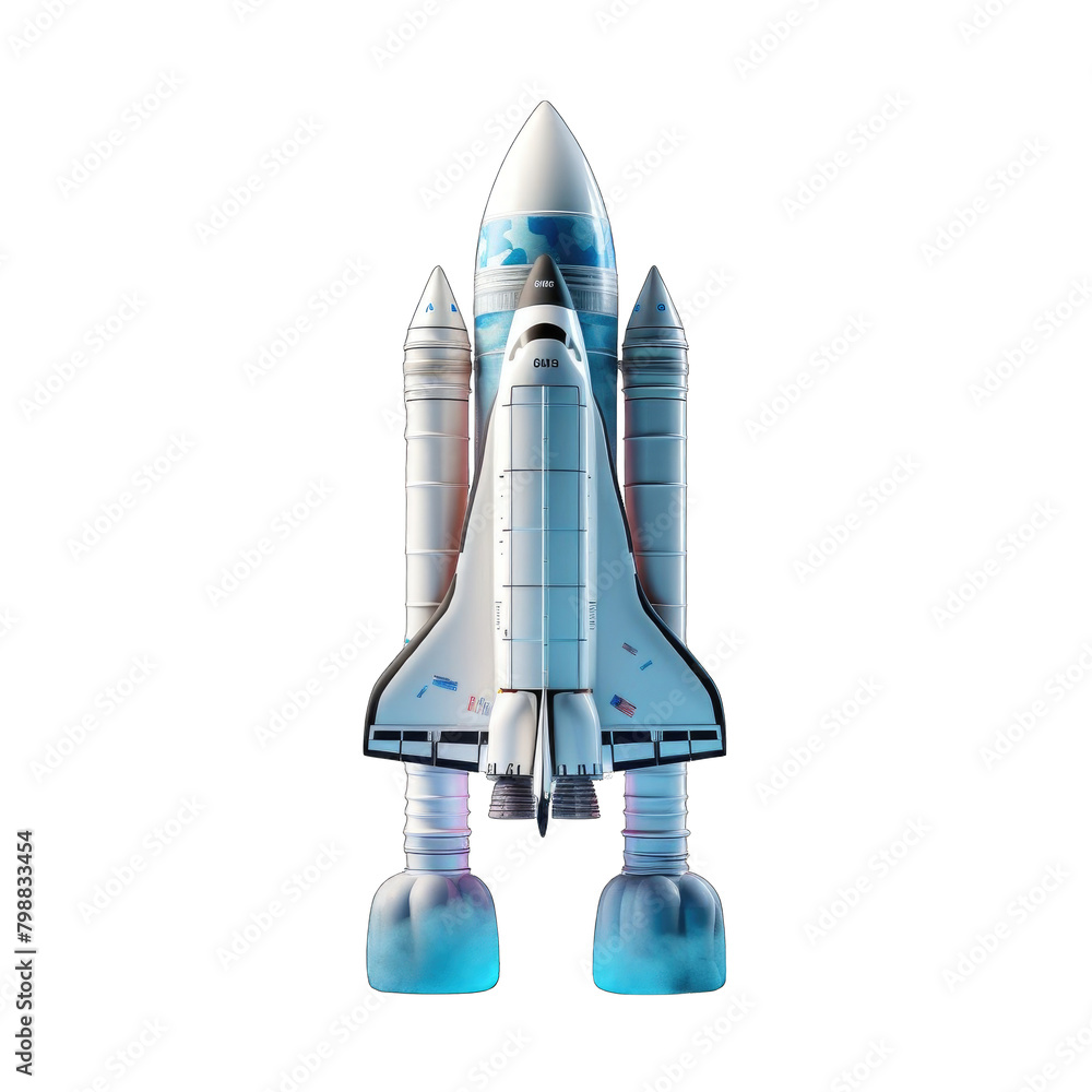 3d space rocket with smoke on white background 3d space rocket with smoke on white background