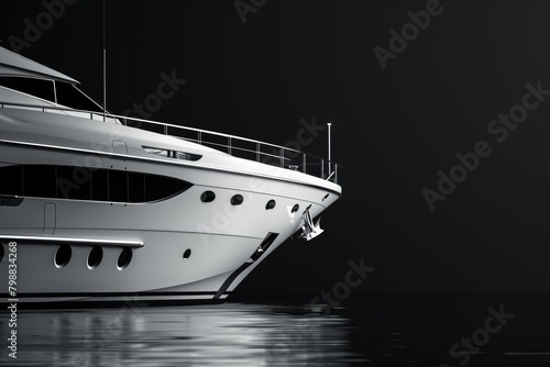 Yacht Anchored on Dark Background. Sleek and Modern Design White Yacht. 