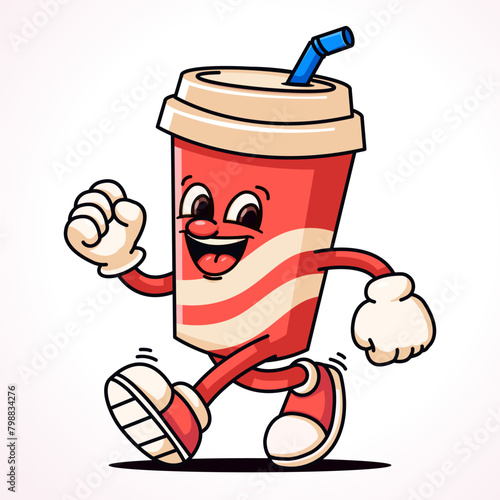 Drink cup walk, cartoon mascot