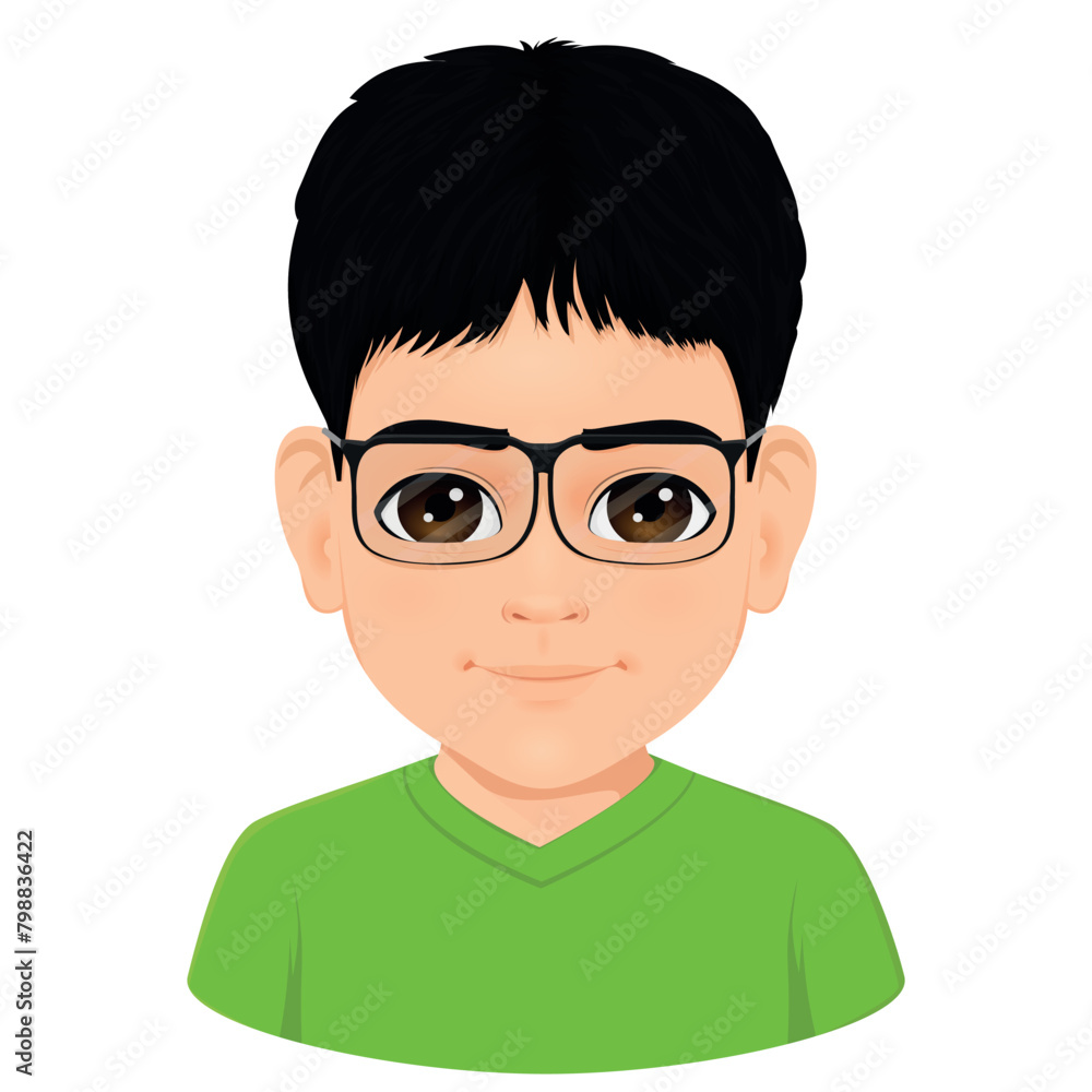 Portrait of cute black haired boy with glasses Portrait of cute black haired boy with glasses