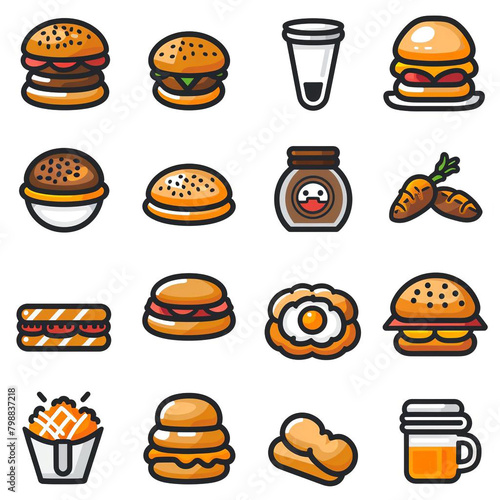 Baker icon set simple design white background