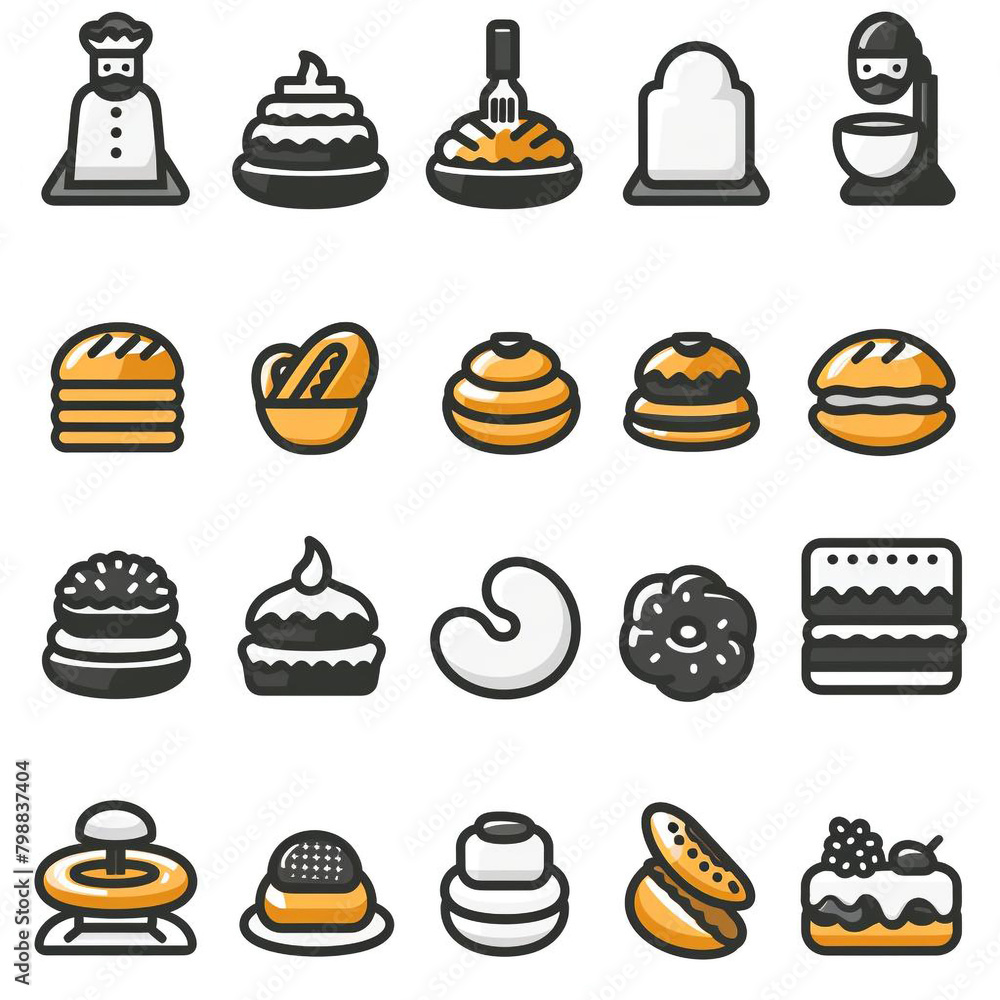 Baker icon set simple design white background Baker icon set simple design white background