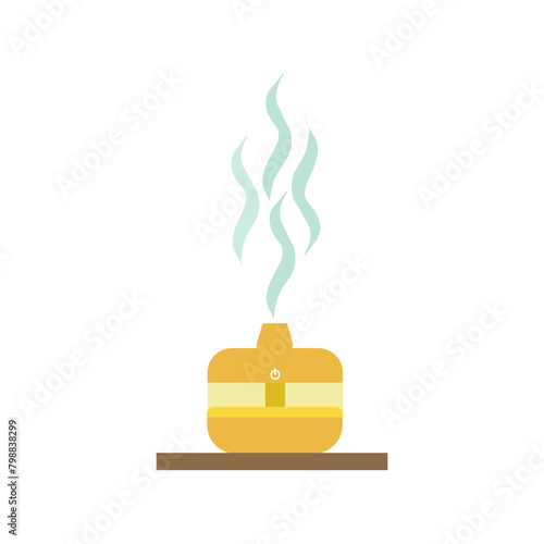 Electric aroma lamp or diffuser for essential oils. Aromatherapy, spa care for massage rooms, yoga classes and home environments. Colored vector illustration