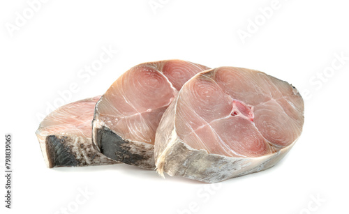 Spanish mackerel slice or spotted mackerels isolated on white background ,Scomberomorus