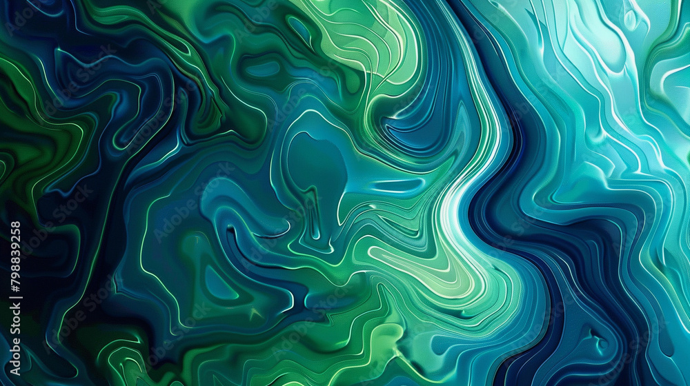 Abstract Aquatic Dreamscape: A Mesmerizing Swirl of Blue and Green Hues
