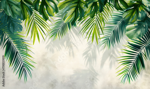 tropical leaves hanging down background wallpaper