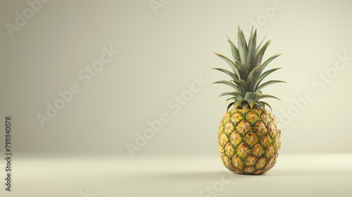 3D rendering of a pineapple on a solid background.