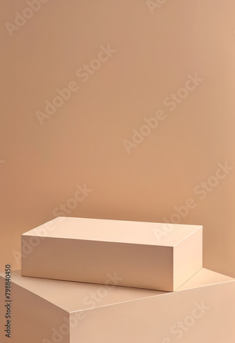 Product Display and Business Concept. Geometric podiums platform on pastel beige background