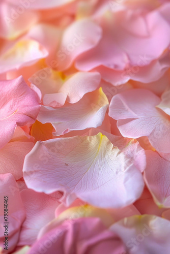 Delicate texture of rose petals, showcasing their softness and pastel hues. rose petal textures offer a romantic and ethereal backdrop © grey