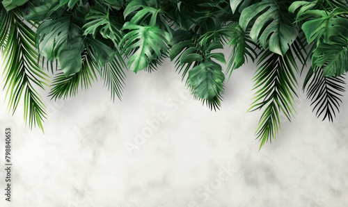 tropical leaves hanging down background wallpaper